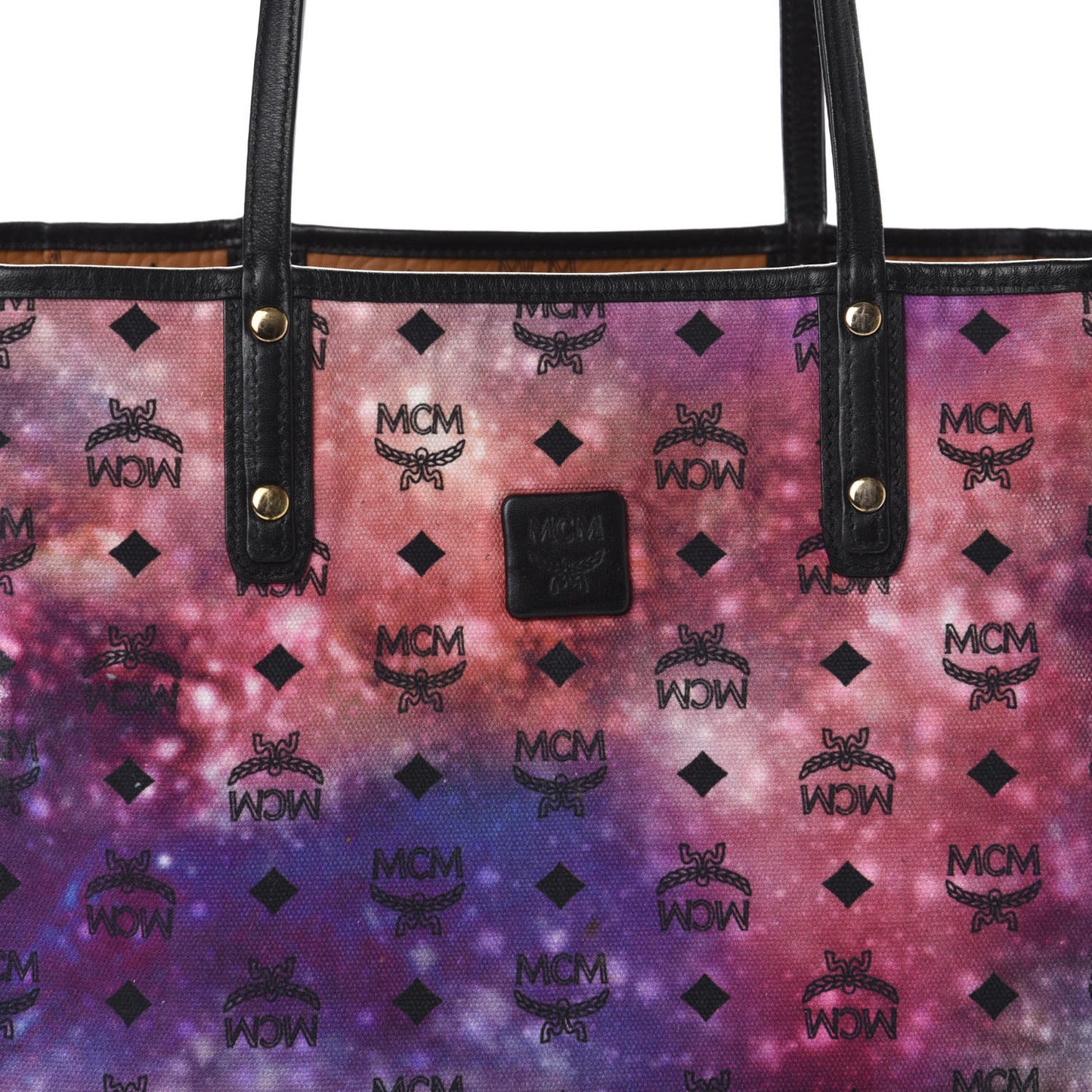 Galaxy Visetos Medium Project Reversible Shopper Tote Cognac Multicolor
