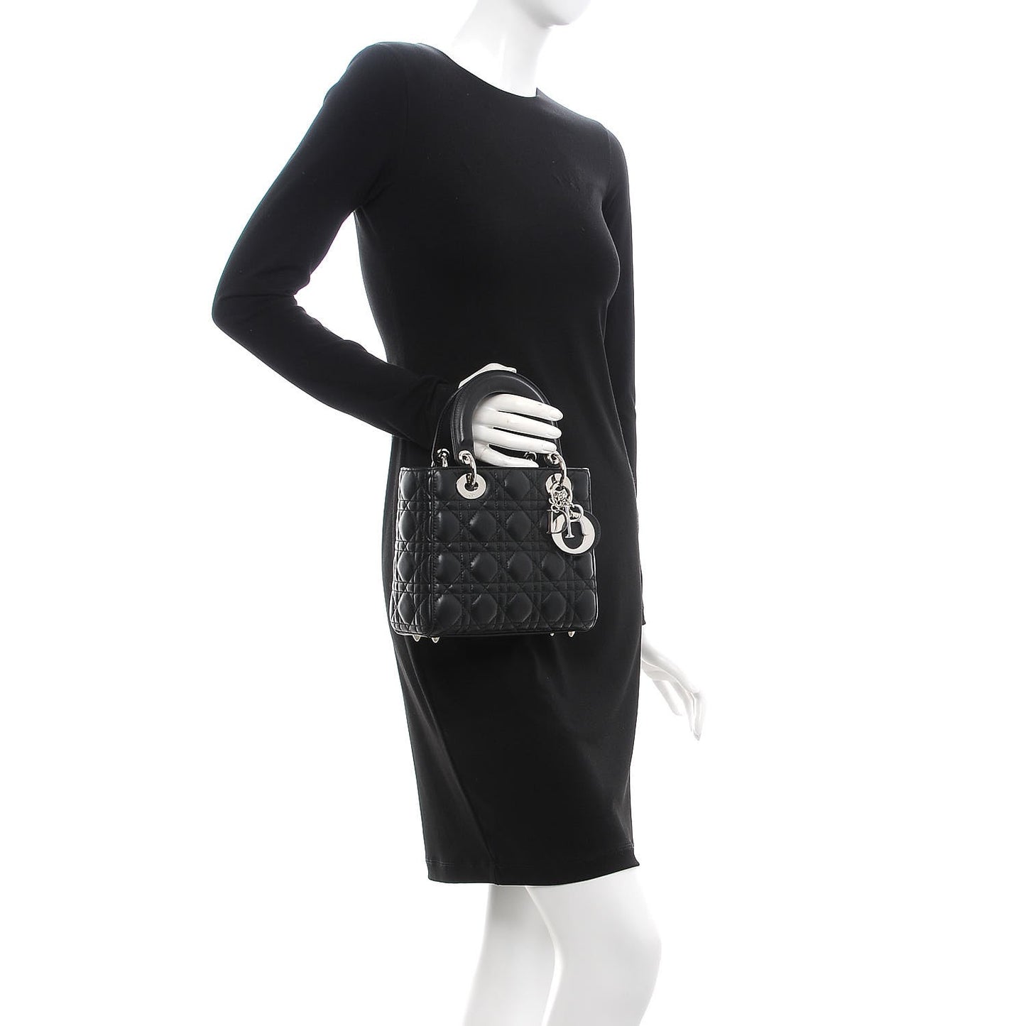Lambskin Cannage Small Lucky Badges My Lady Dior Black
