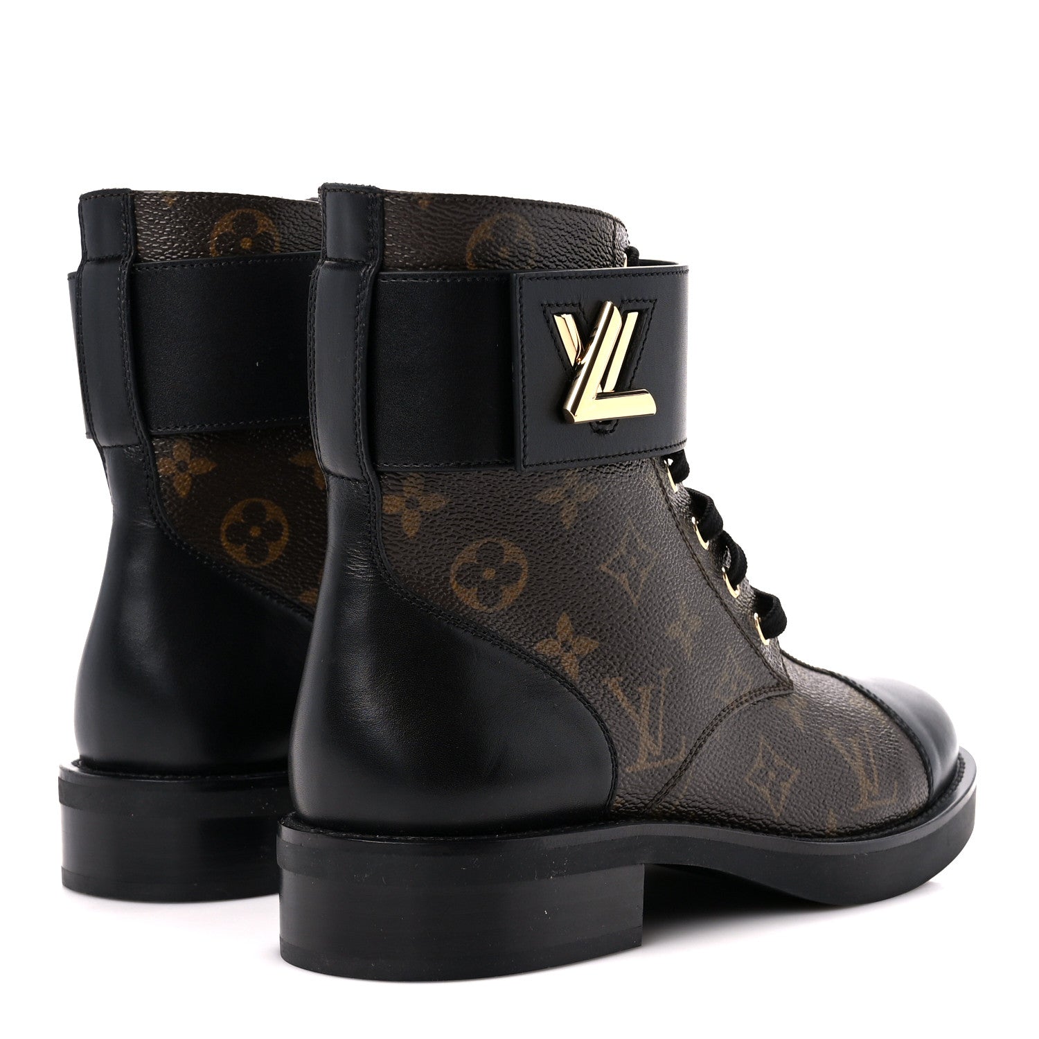 Louis Vuitton Calfskin Monogram Wonderland Flat Ranger Boots 38 Black 4 of 10