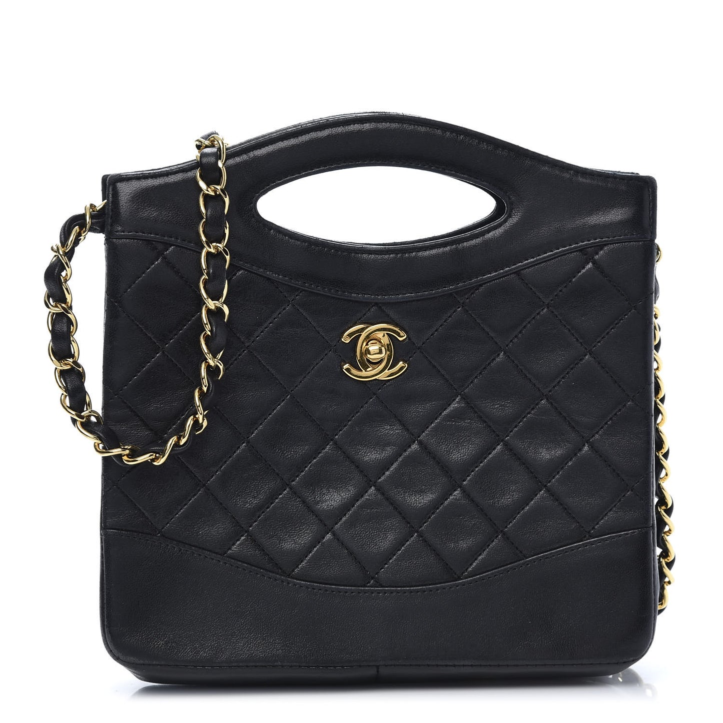 Lambskin Quilted CC Shoulder Bag Black