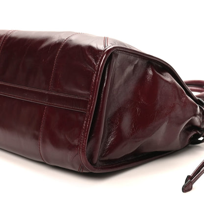 Prada Glossy Calfskin Triangle Large Bonnie Shoulder Bag Bordeaux 9 of 9