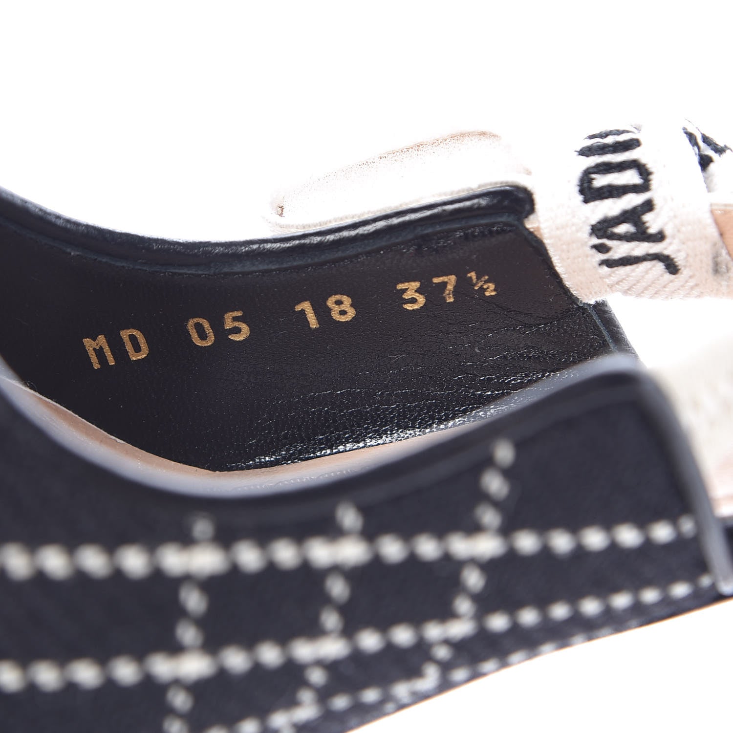 Christian Dior Fabric Ribbon Tartan Plaid J'Adoir Slingback 100mm Pumps 37.5 Black White 10 of 11