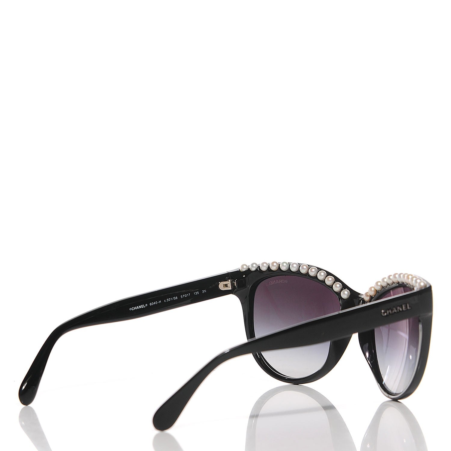 Chanel Freshwater Cultured Pearl Butterfly Sunglasses 6040 H Black 3 of 7