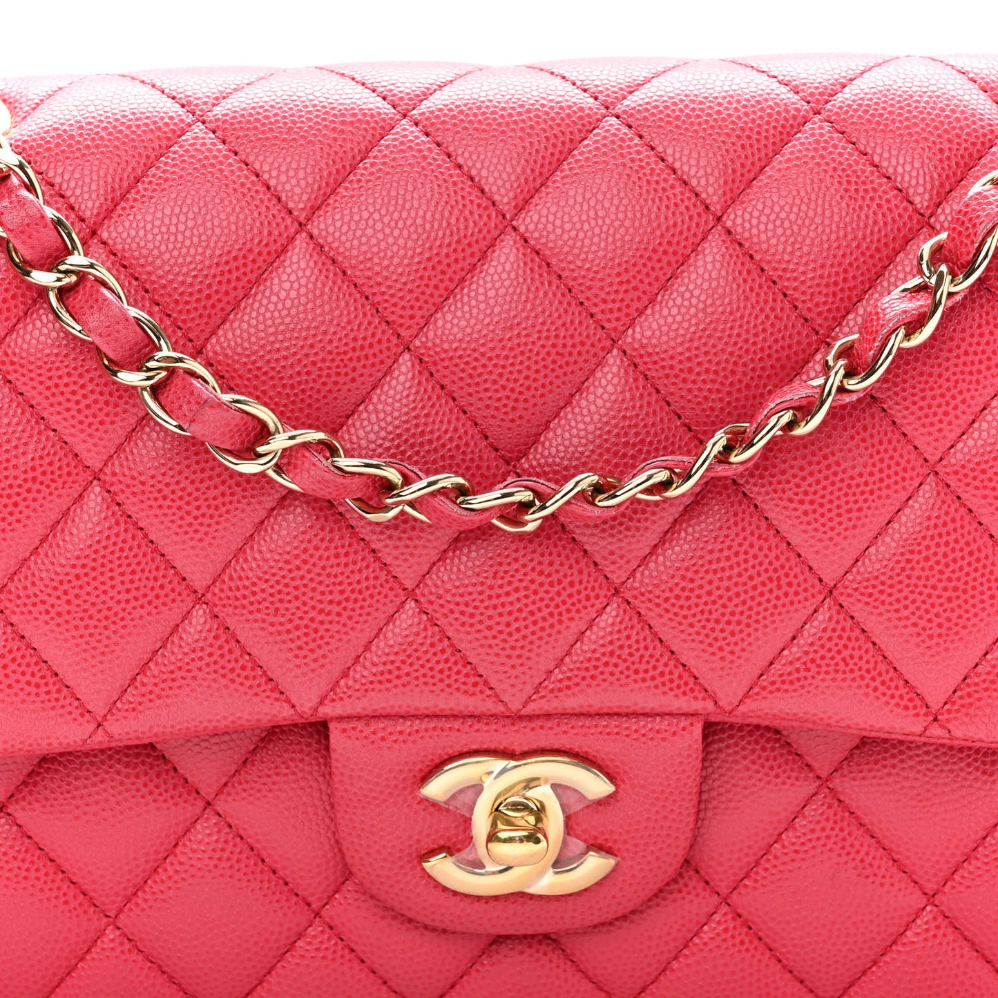 Caviar Quilted Medium Double Flap Dark Pink