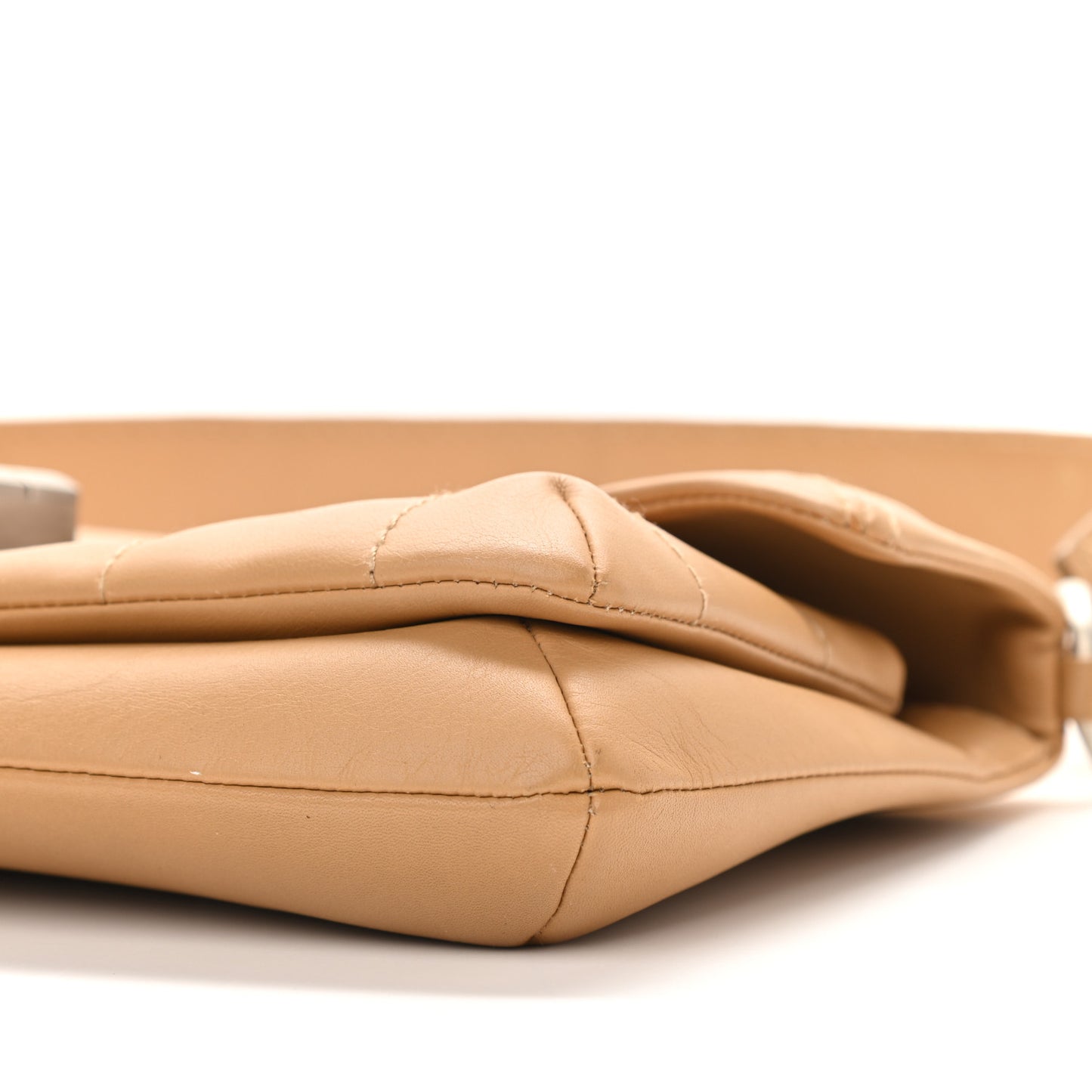 Calfskin Square Stitched Mademoiselle Shoulder Bag Tan