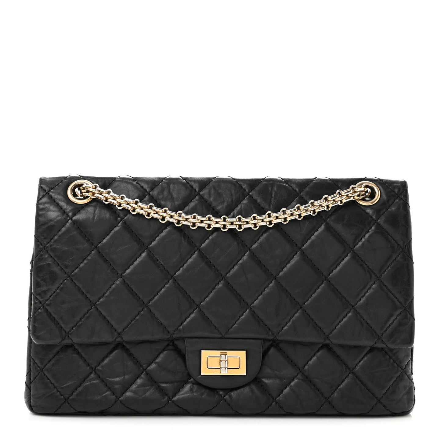 Aged Calfskin Quilted 2.55 Reissue 226 Flap Black