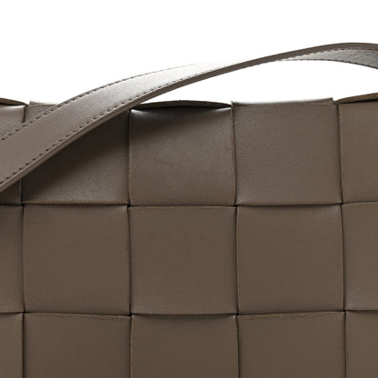 Bottega Veneta Lambskin Maxi Intreccio Cassette Crossbody Bag Taupe Grey 8 of 13