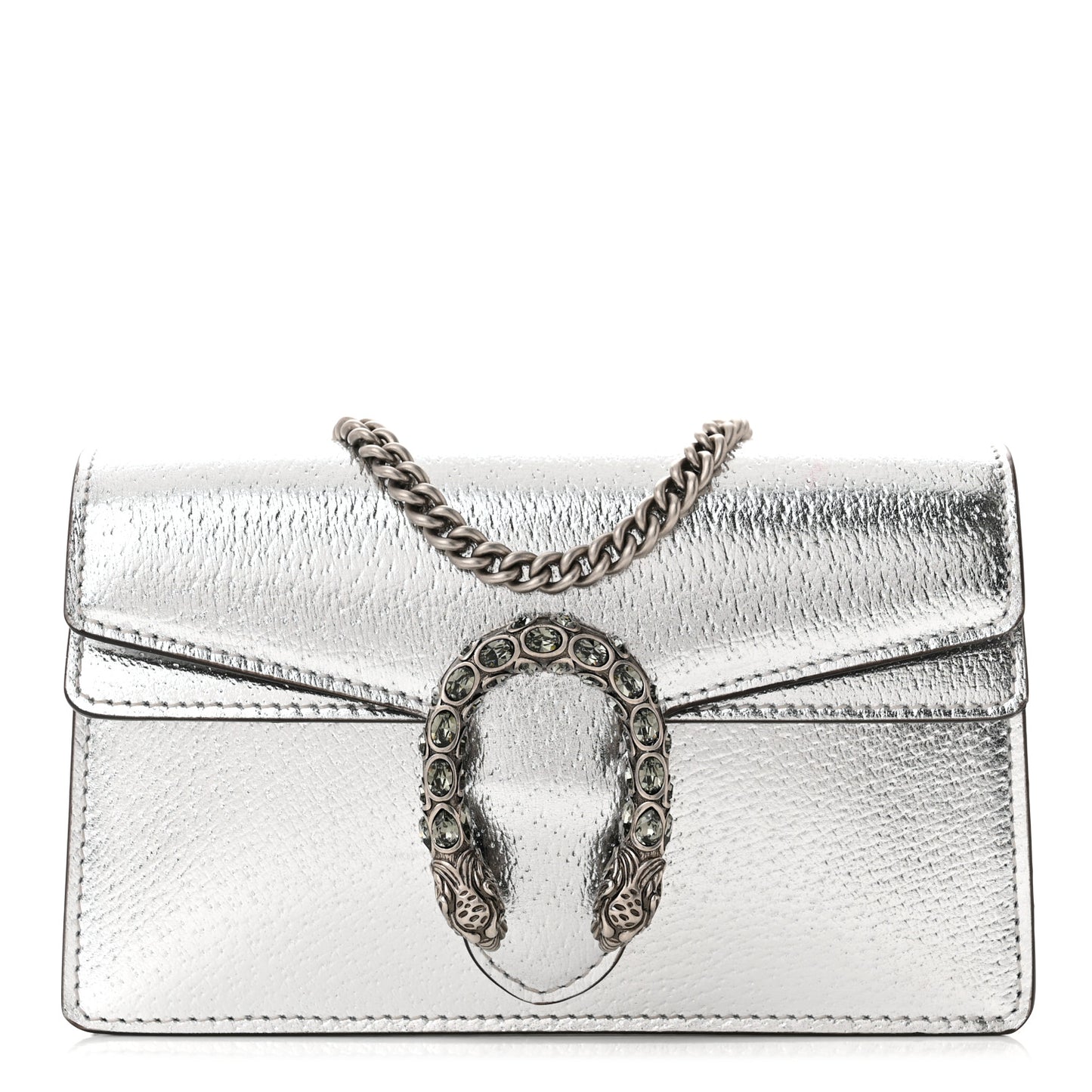 Metallic Calfskin Super Mini Dionysus Shoulder Bag Silver