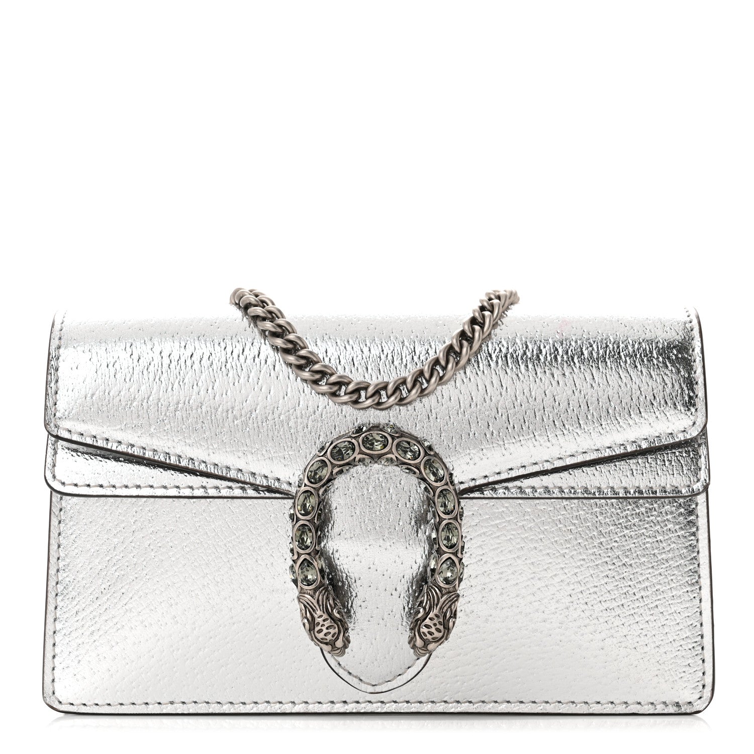 Gucci Metallic Calfskin Super Mini Dionysus Shoulder Bag Silver 1 of 11