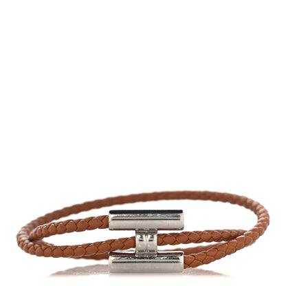 Hermes Swift Double Wrap Cord Tournis Tresse Bracelet Gold 1 of 5