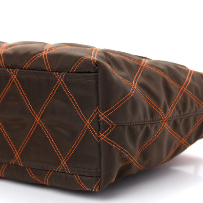 Prada Nylon Tessuto Impuntu Quilted Shopper Tote Brown Orange 8 of 8