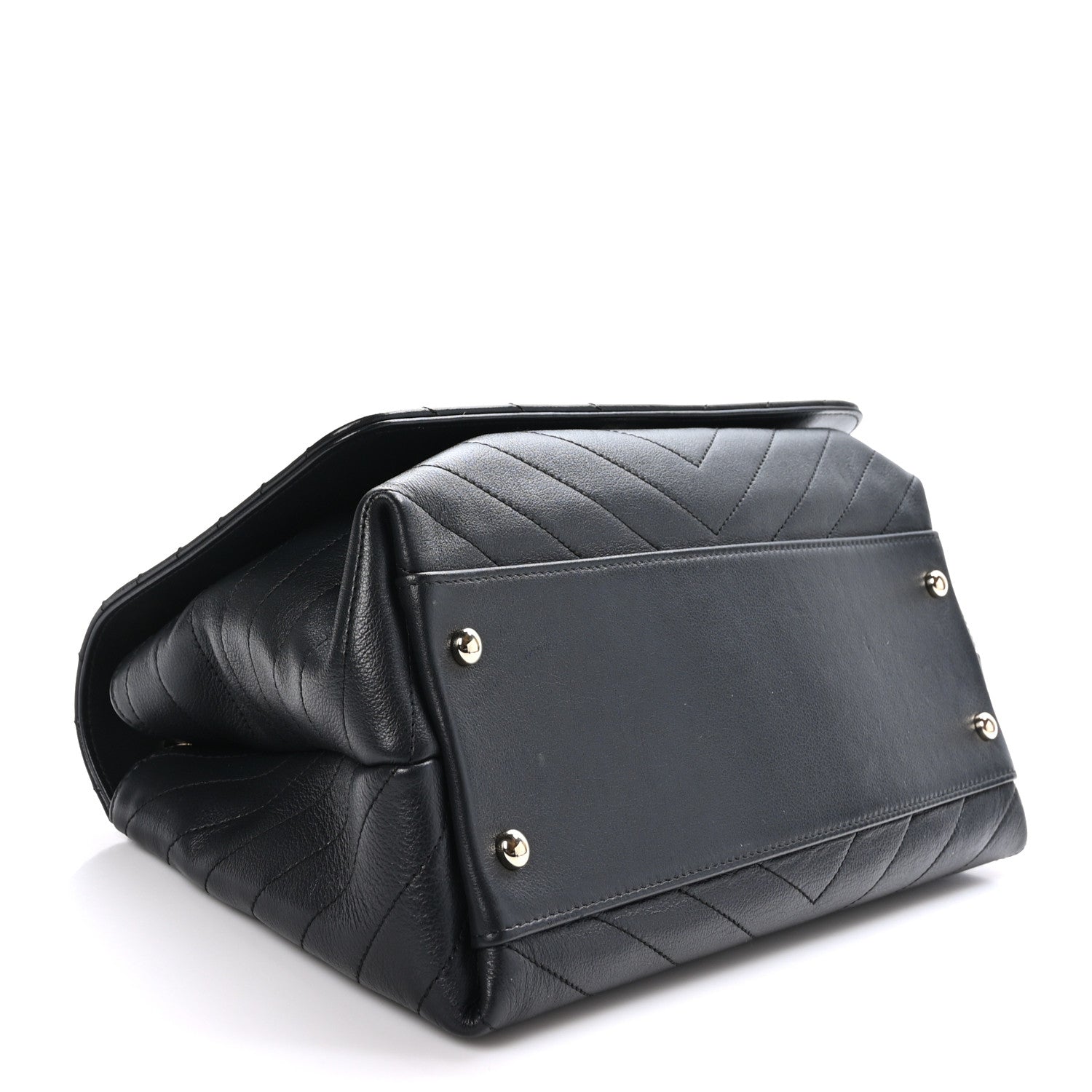Chanel Grained Calfskin Chevron Stitched Medium Chic Top Handle Flap Black 4 of 12