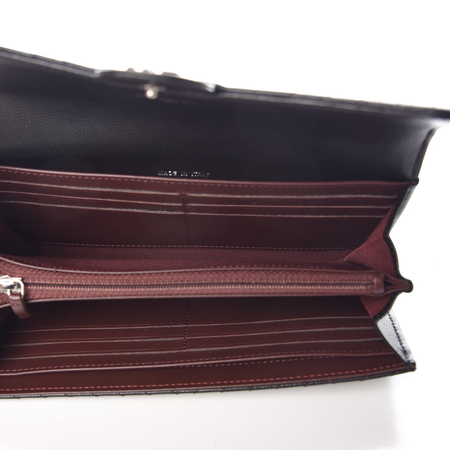 Caviar Chevron Quilted Large Flap Wallet Black