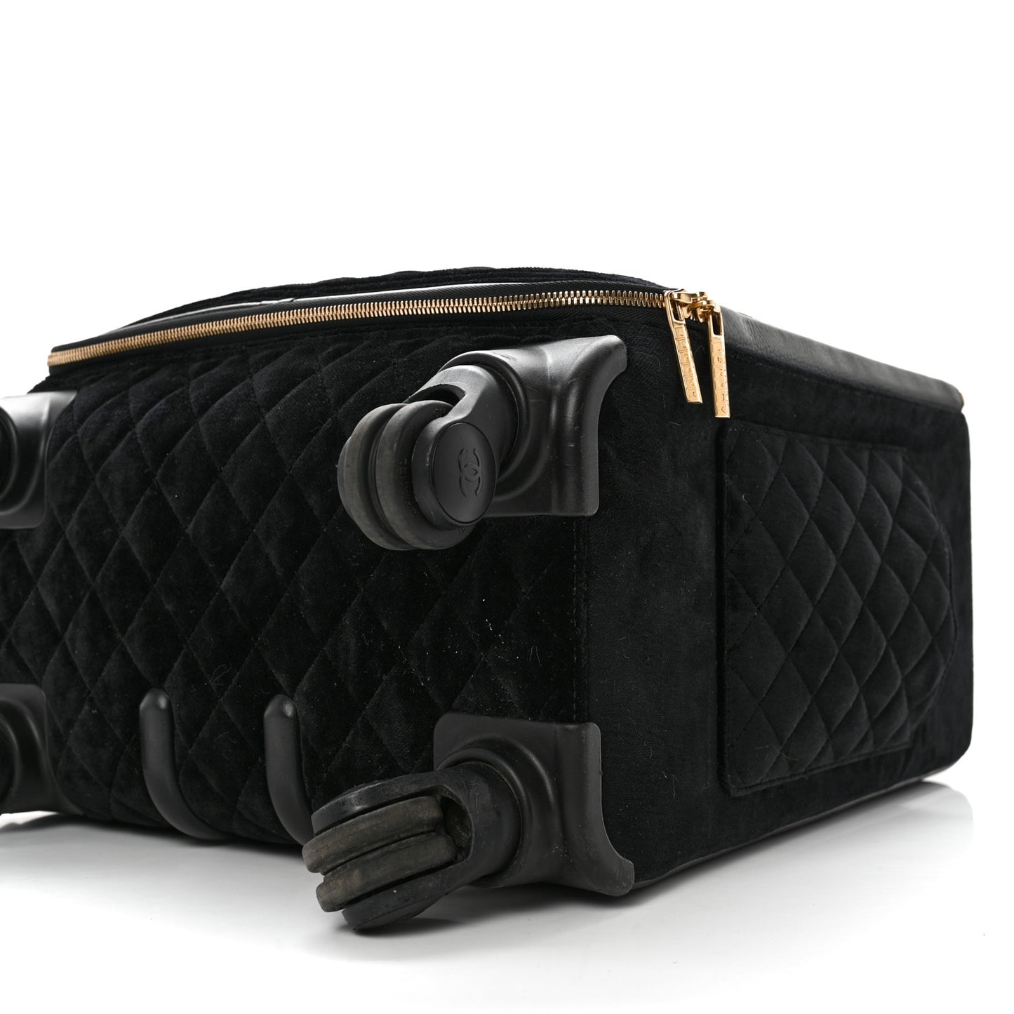 Suede Quilted Coco Case Trolley Black
