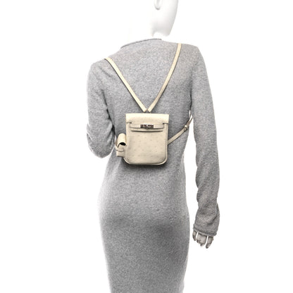 Hermes Ostrich Kelly Jump Backpack Beton 2 of 11