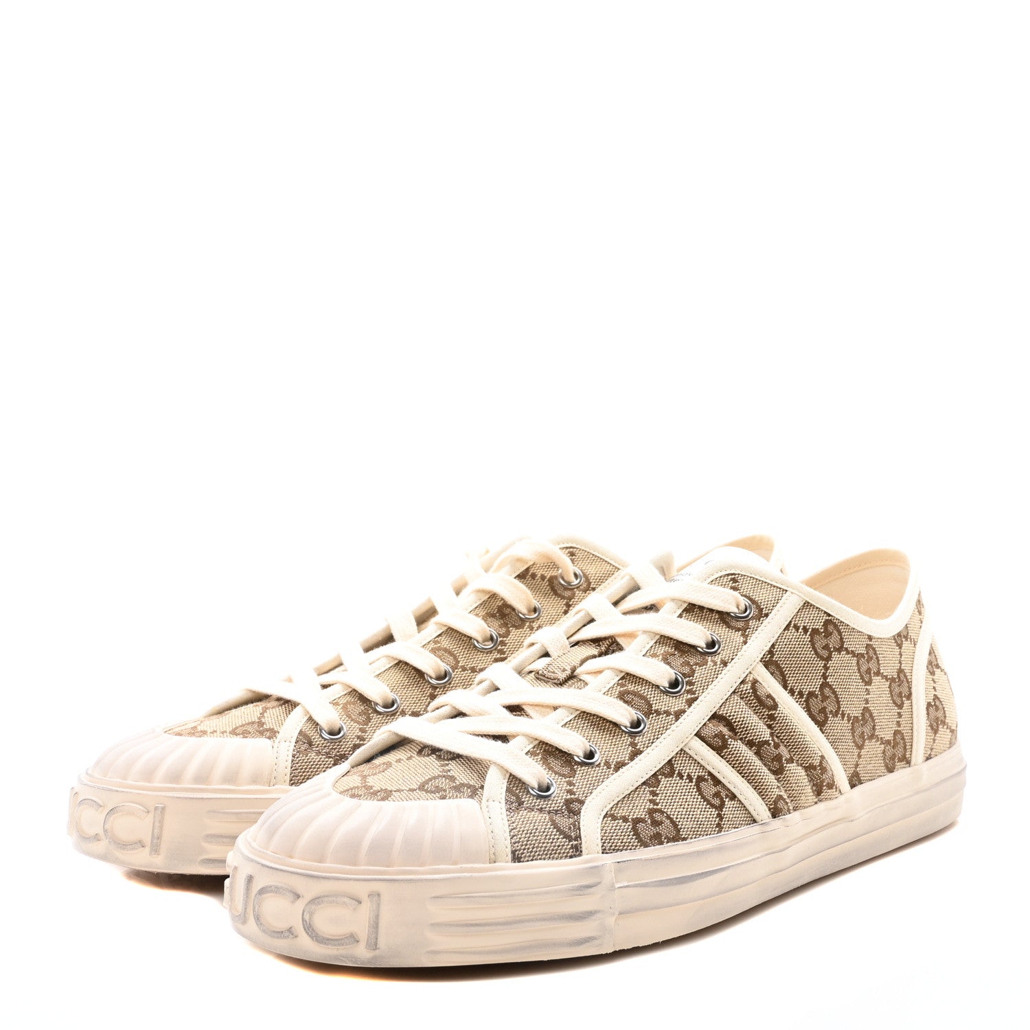 Gucci GG Monogram Mens Julio Low Top Sneakers 10.5 Beige Ebony Mystic White 4 of 9