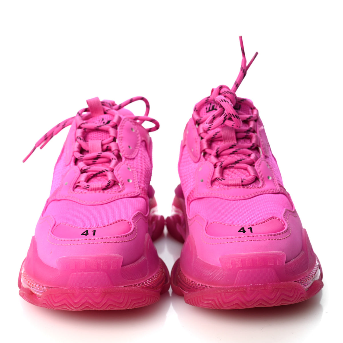 Fabric Mesh Clear Sole Fluo Womens Triple S Sneakers 41 Pink
