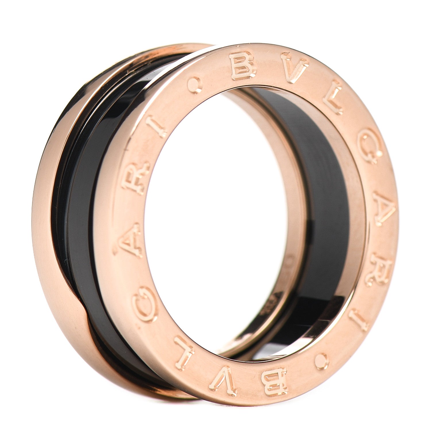 Bulgari 18K Rose Gold Black Ceramic B.Zero1 Two-Band Ring 50 5.25 4 of 5