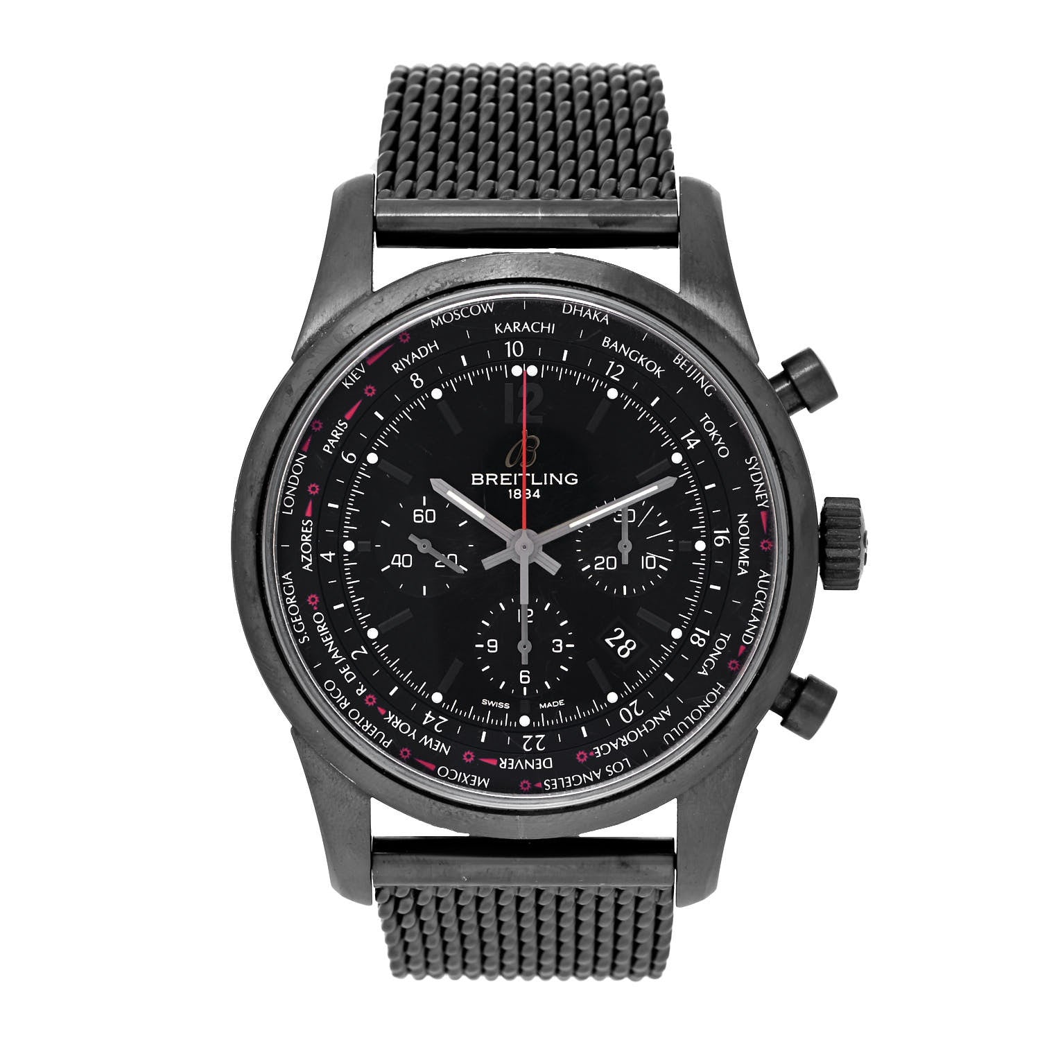 Breitling PVD Stainless Steel 46mm Transocean Unitime Chronograph Automatic Watch Black MB0510 2 of 5