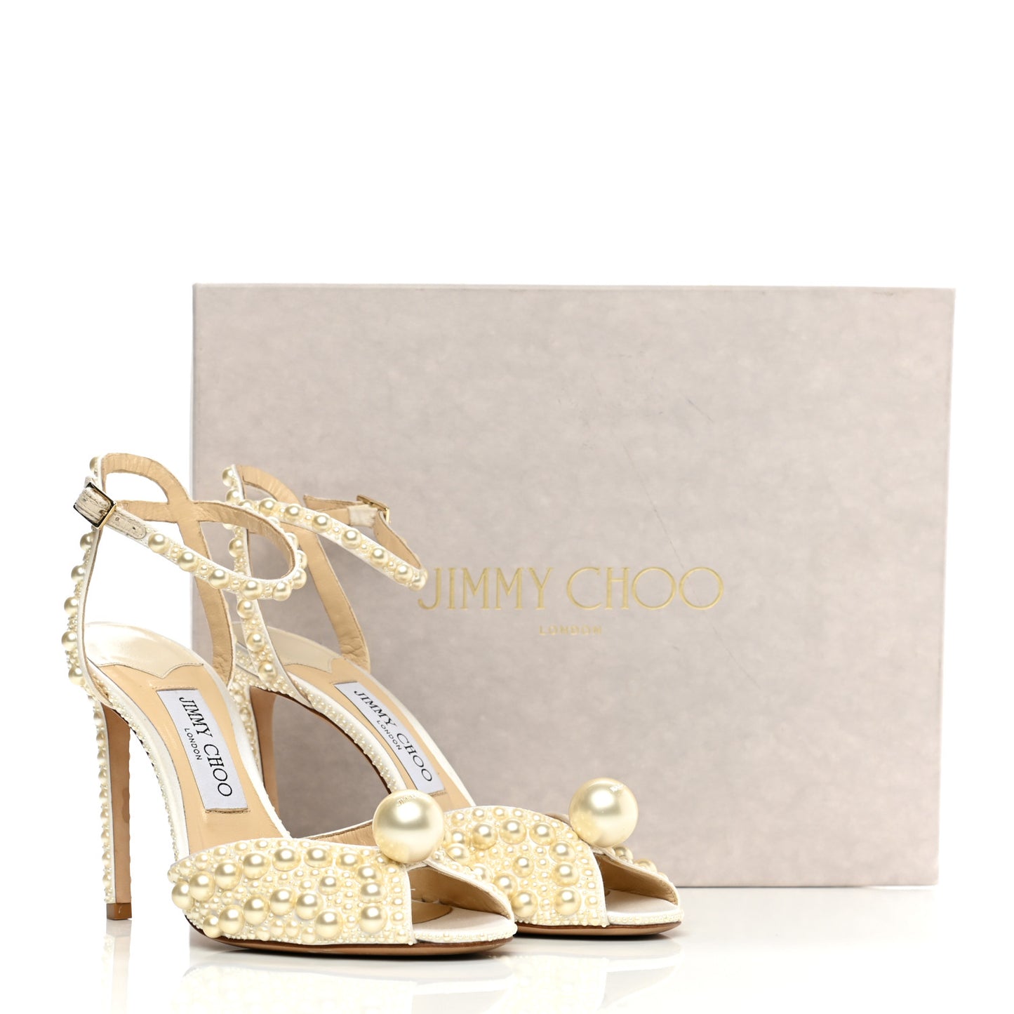 Pearl Satin Sacora 100 Sandals 37.5 White