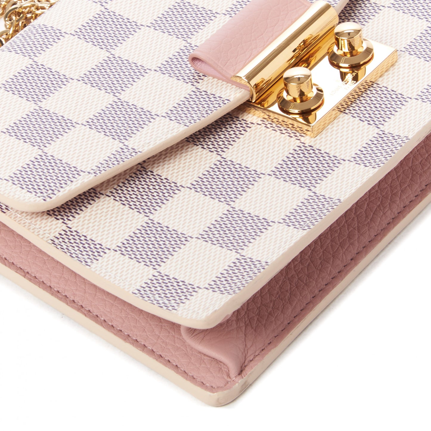 Damier Azur Croisette Chain Wallet Rose Ballerine