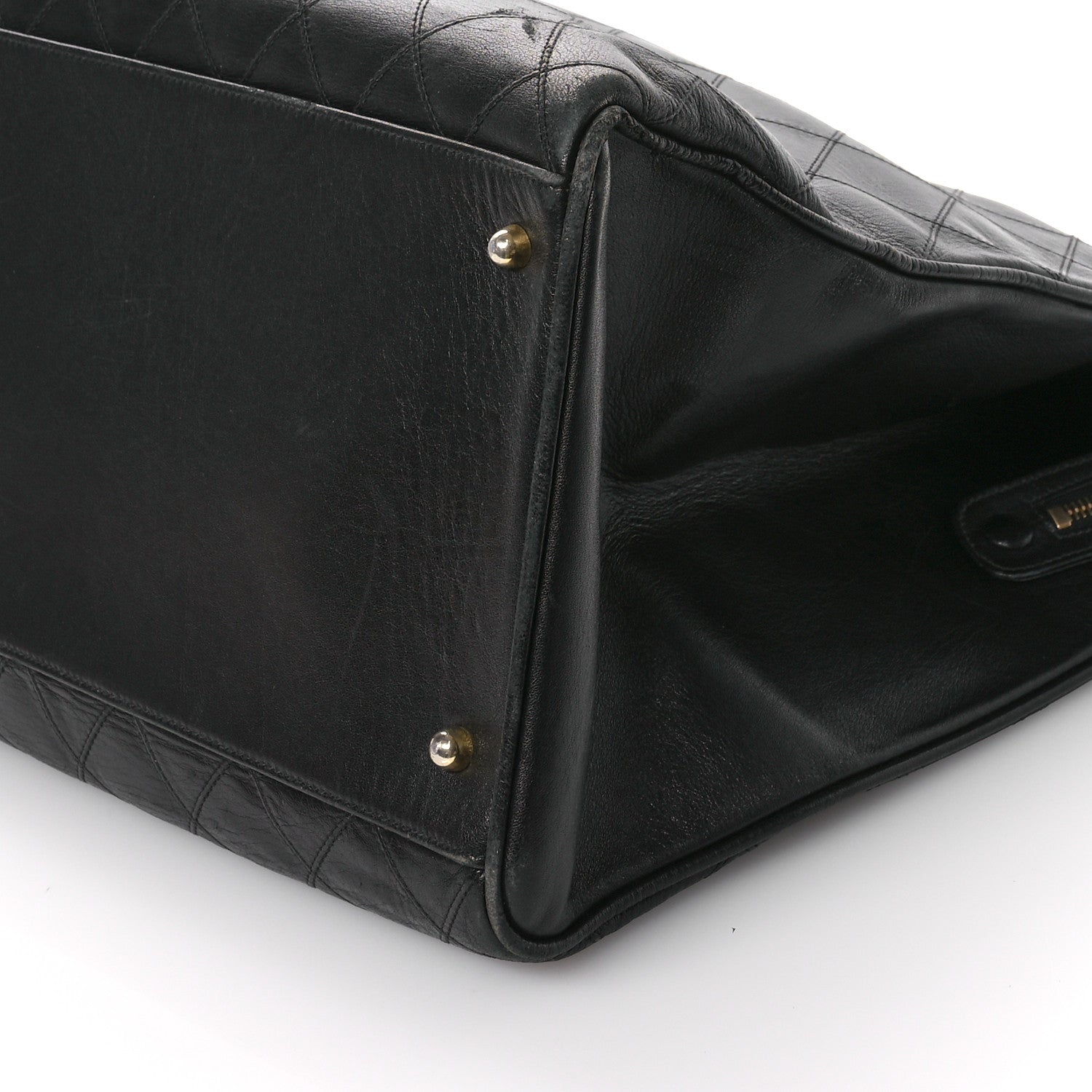 Chanel Calfskin Stitched XL Weekender Black 10 of 13