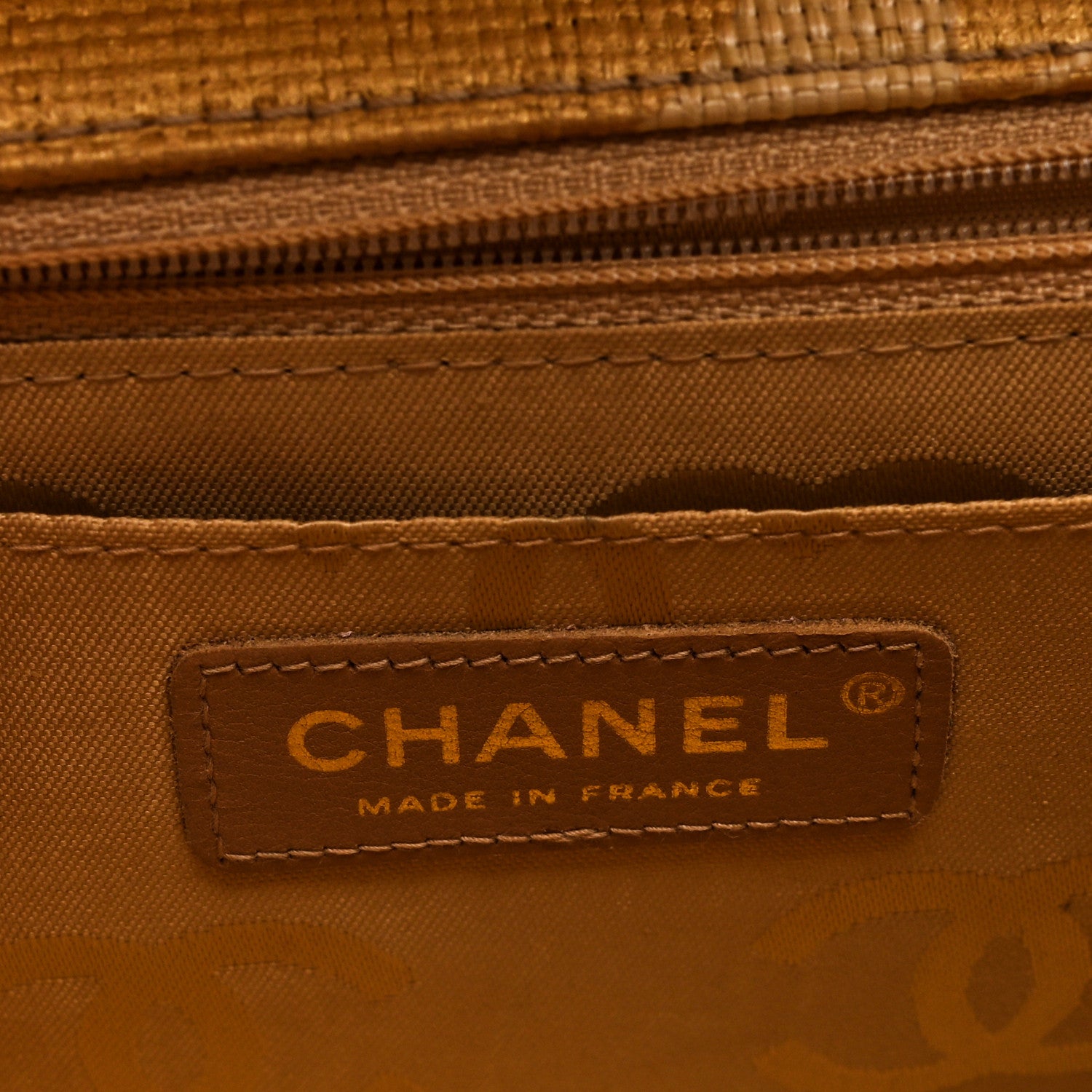Chanel Woven Straw Camellia Print Medium Single Flap Gold 6 of 10