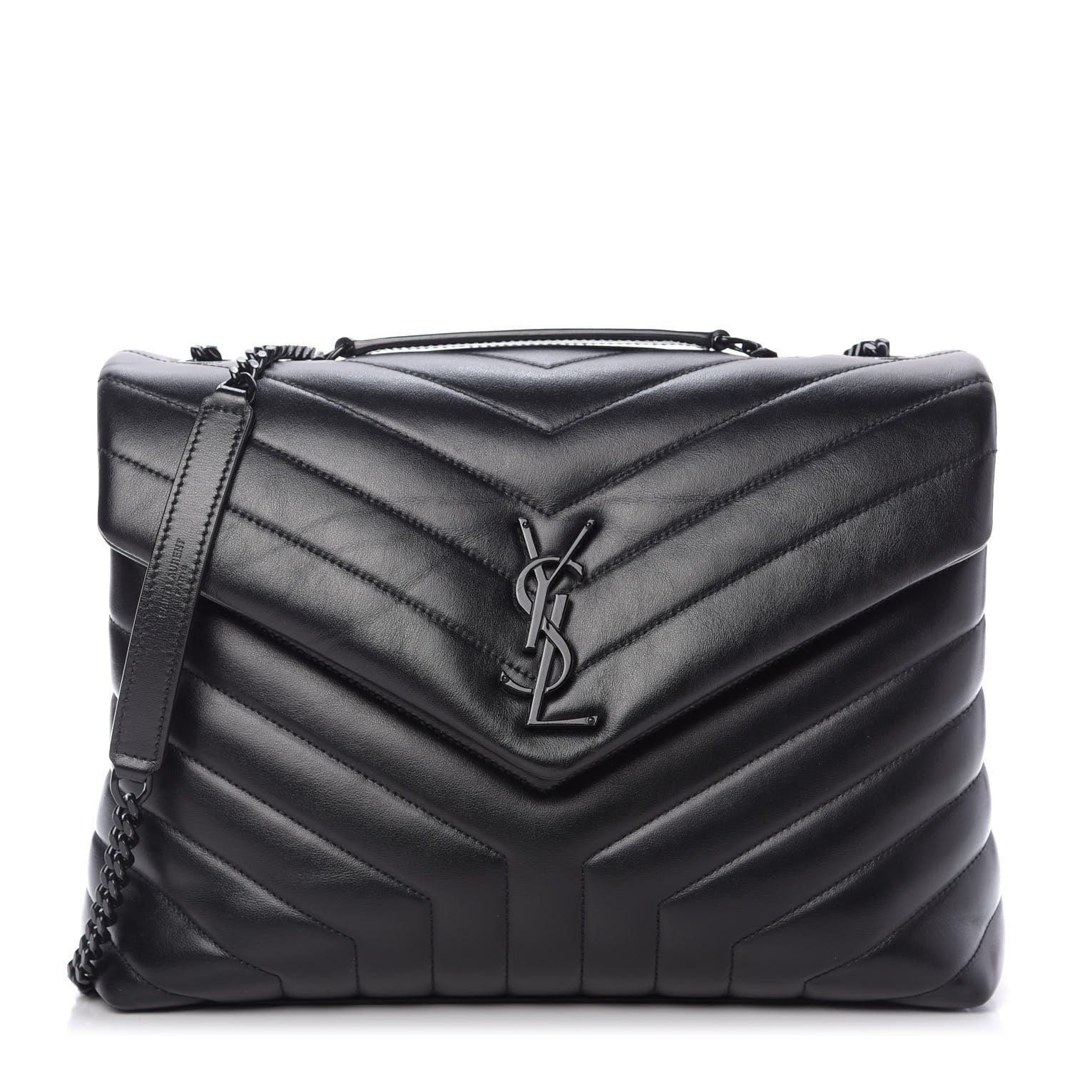 Saint Laurent Calfskin Y Quilted Monogram Medium Loulou Chain Satchel Black 1 of 13