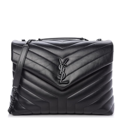 Saint Laurent Calfskin Y Quilted Monogram Medium Loulou Chain Satchel Black 1 of 13