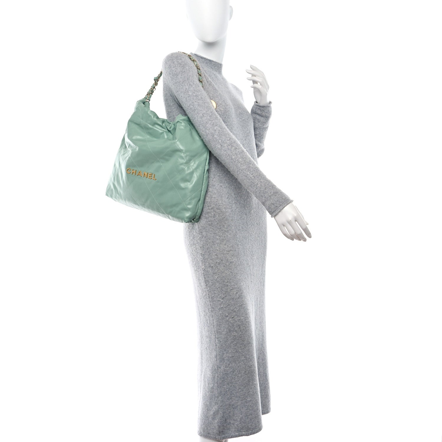 Chanel Shiny Calfskin Quilted Chanel 22 Light Green 2 of 13