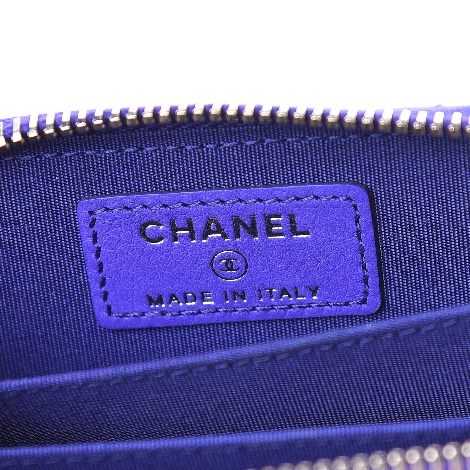 Chanel Calfskin Stitched Fancy CC Zip Coin Purse Blue 6 of 8