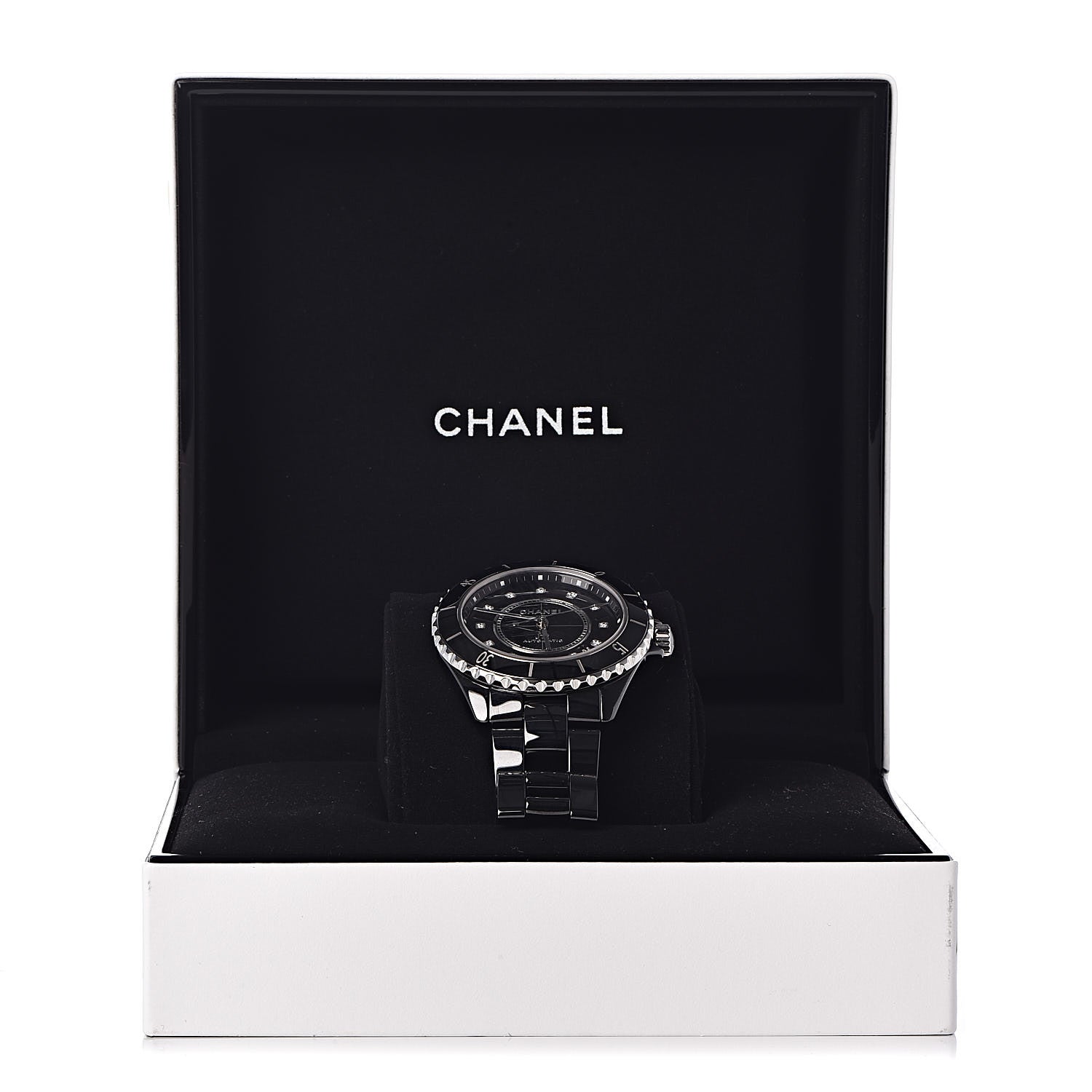 Chanel Stainless Steel Ceramic Diamond 38mm J12 Automatic Watch Black 7 of 7