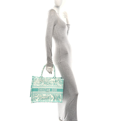Christian Dior Canvas Embroidered Medium Dioriviera Toile De Jouy Book Tote Aquamarina 2 of 10