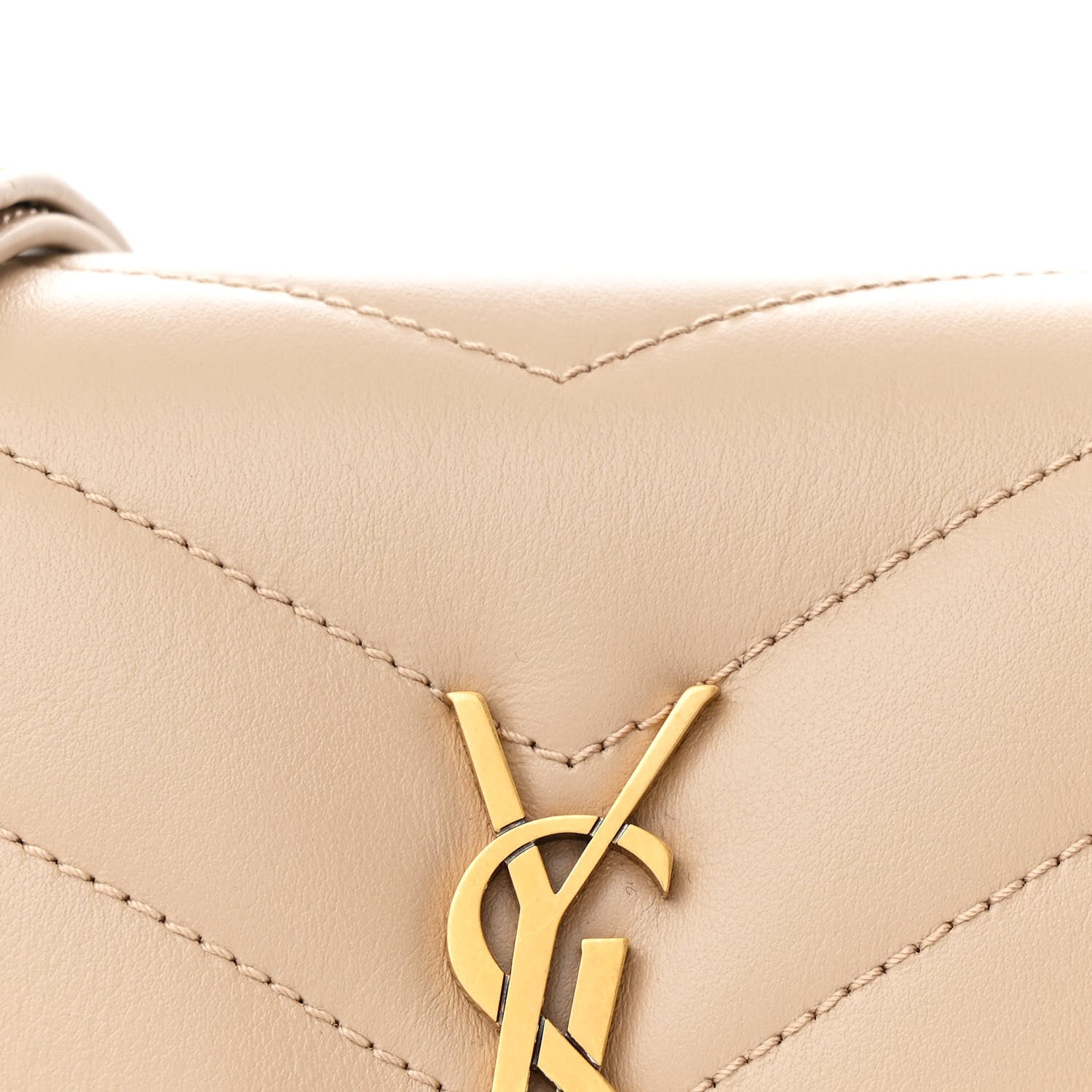 Saint Laurent Calfskin Y Quilted Monogram Toy Loulou Crossbody Bag Dark Beige 9 of 12