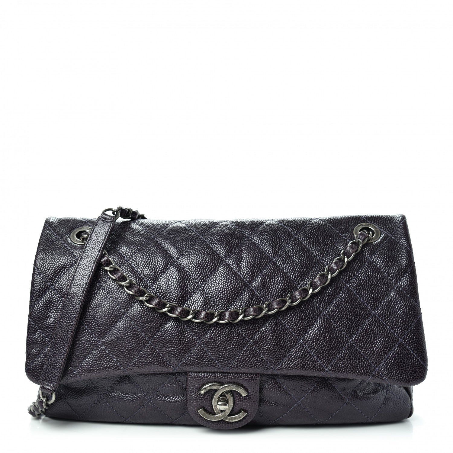 Chanel Iridescent Caviar Quilted Large Chic Flap Dark Purple 1 of 11