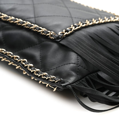 Chanel Calfskin Quilted Fringe Small Shopping Bag Black 8 of 9
