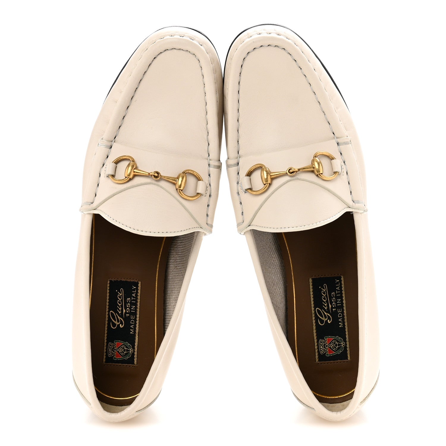 Gucci Betis Glamour Calfskin Womens 1953 Horsebit Loafers 37 Mystic White 2 of 11