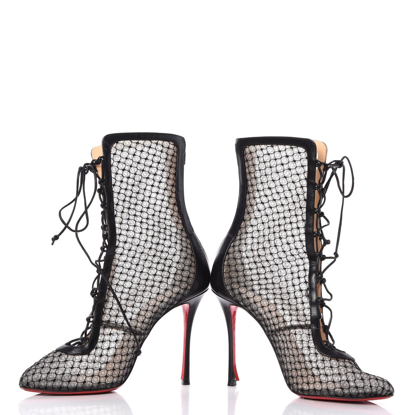 Nappa Fishnet Lace Hotero 100 Ankle Boots 39.5 Black