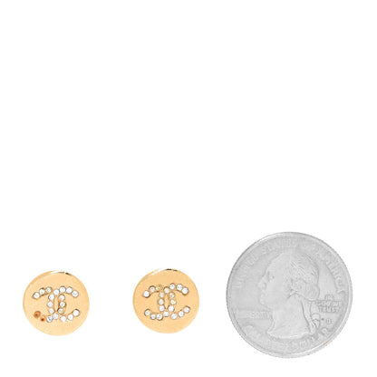 Chanel Crystal CC Round Earrings Gold 2 of 5