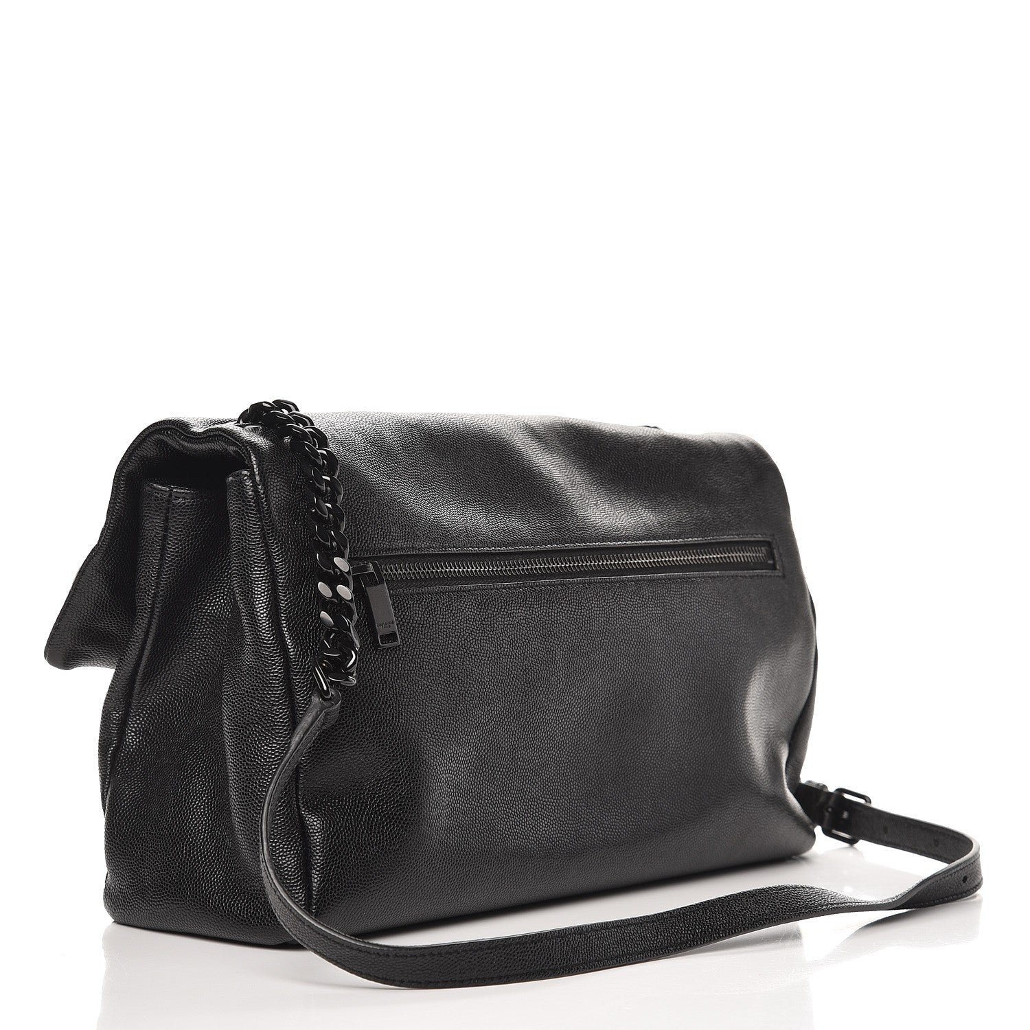 Saint Laurent Grain De Poudre Medium West Hollywood Monogram Fold-Over Black 4 of 12