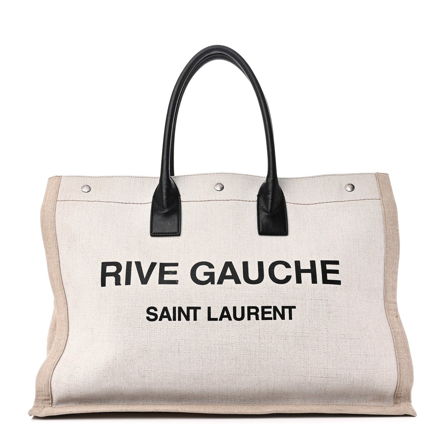 Saint Laurent Linen Calfskin Rive Gauche Tote Greggio Natural 1 of 9
