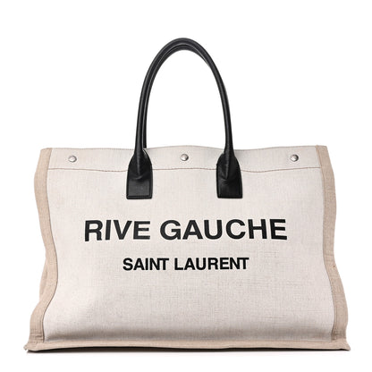 Saint Laurent Linen Calfskin Rive Gauche Tote Greggio Natural 1 of 9