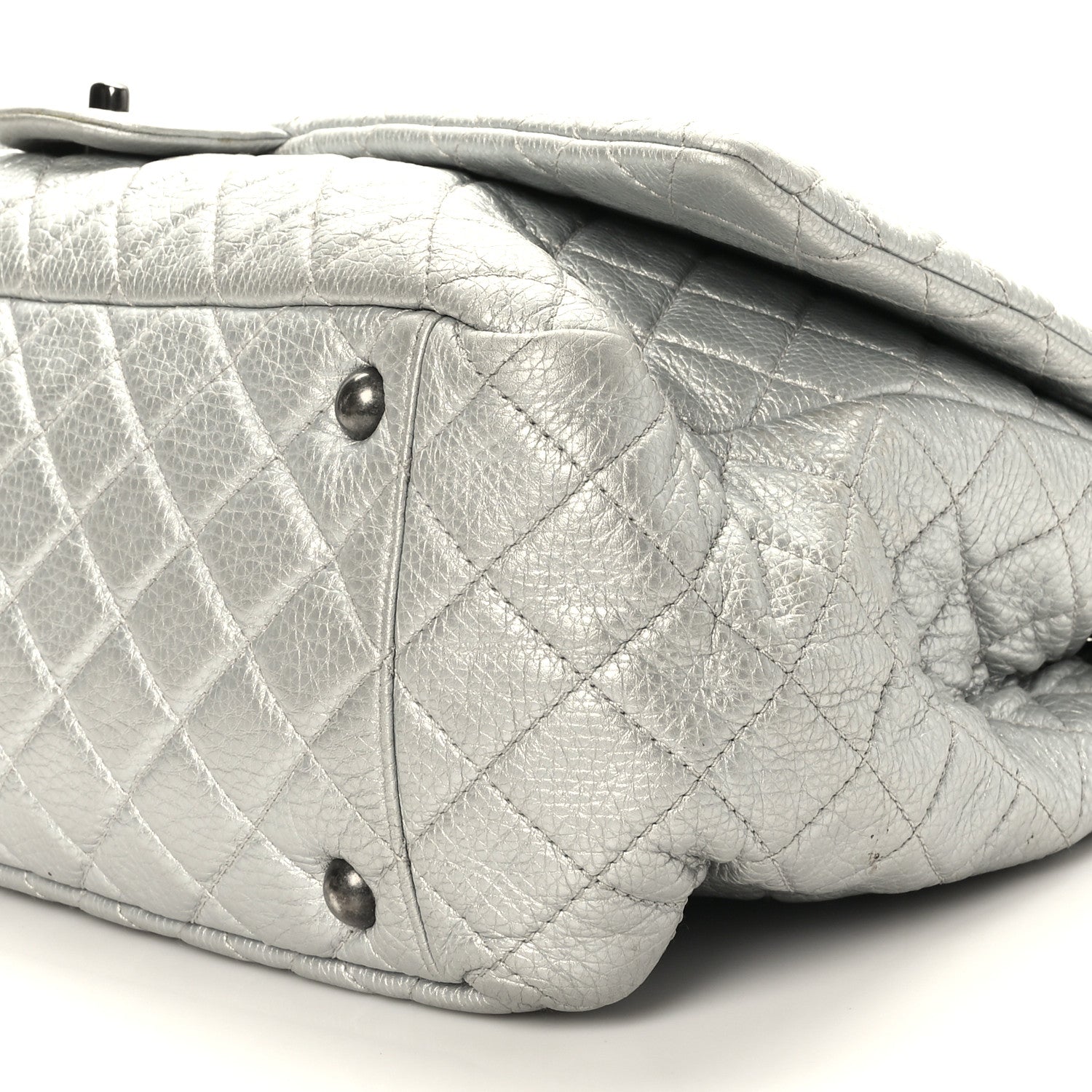 Chanel Metallic Calfskin Quilted XXL Travel Flap Bag Silver 9 of 9