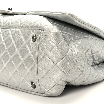 Chanel Metallic Calfskin Quilted XXL Travel Flap Bag Silver 9 of 9