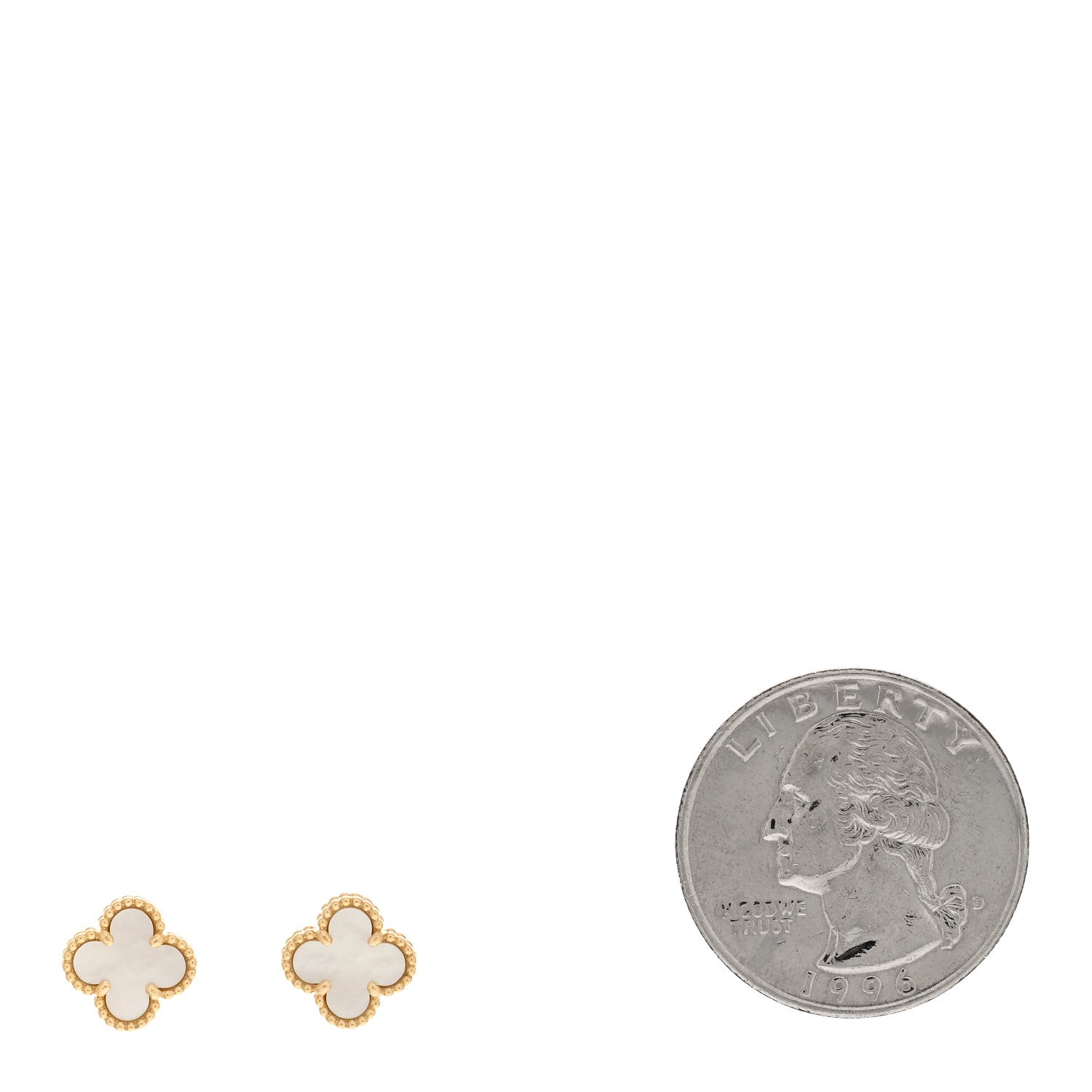 Van Cleef & Arpels 18K Yellow Gold Mother of Pearl Sweet Alhambra Earrings 2 of 4