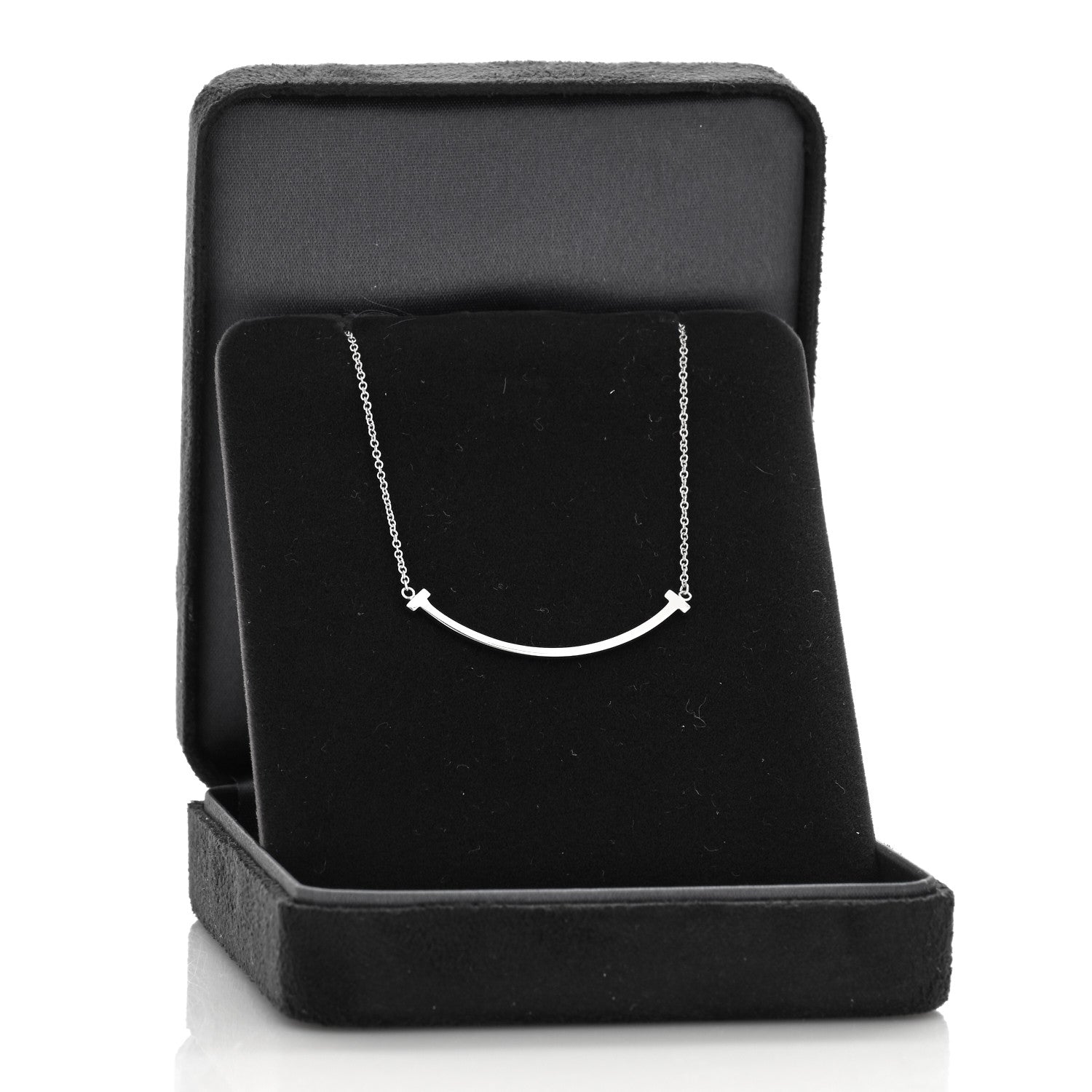 Tiffany 18K White Gold Small T Smile Pendant Necklace 4 of 4