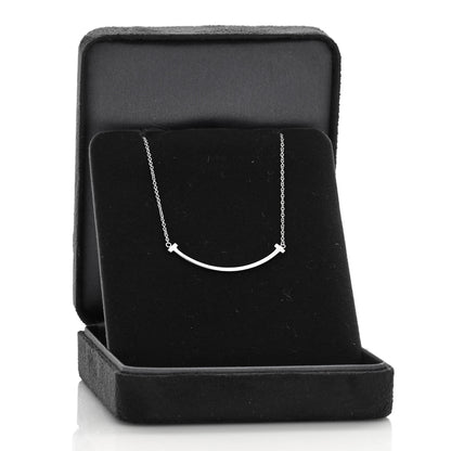 Tiffany 18K White Gold Small T Smile Pendant Necklace 4 of 4