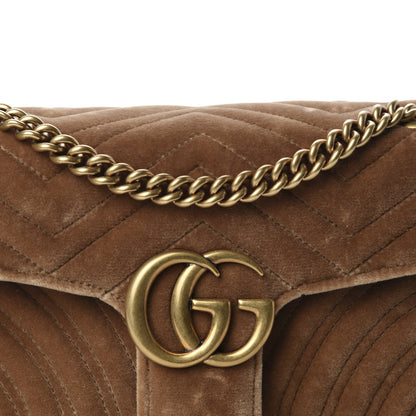 Gucci Velvet Matelasse Small GG Marmont Shoulder Bag Taupe 10 of 10