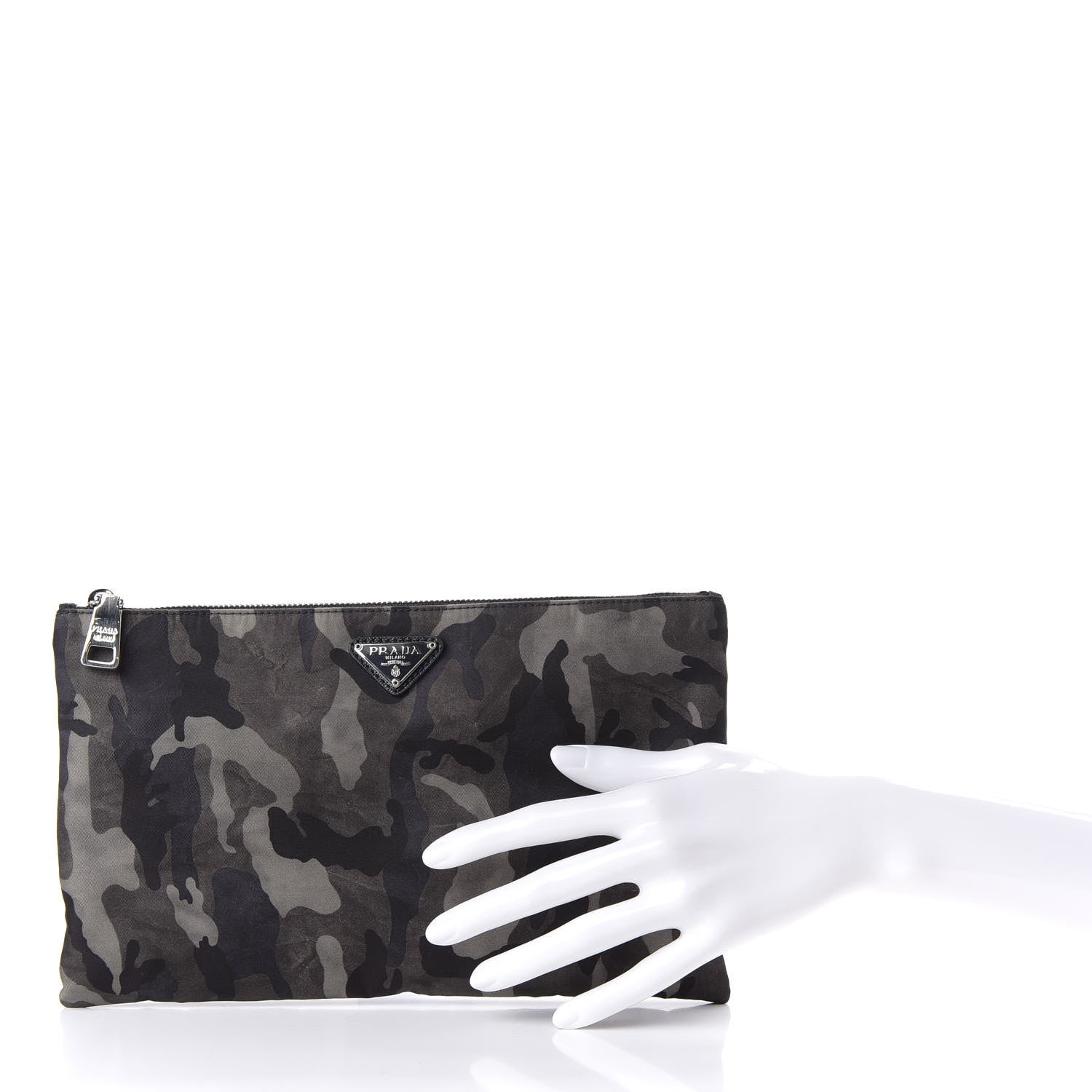 Prada Tessuto Nylon Camouflage Flat Pouch Fumo 2 of 8