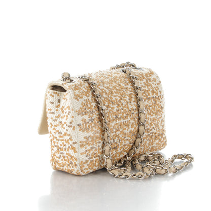 Chanel Raffia Sequin Small Single Flap Beige Gold 3 of 9